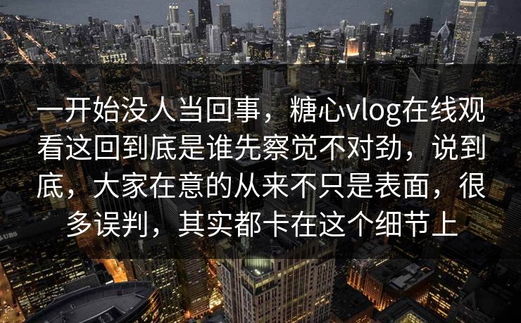 一开始没人当回事，糖心vlog在线观看这回到底是谁先察觉不对劲，说到底，大家在意的从来不只是表面，很多误判，其实都卡在这个细节上