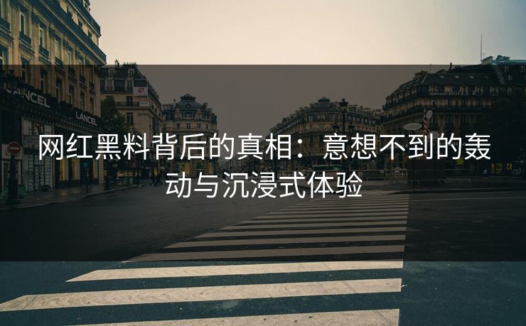 网红黑料背后的真相:意想不到的轰动与沉浸式体验