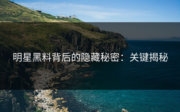 明星黑料背后的隐藏秘密：关键揭秘