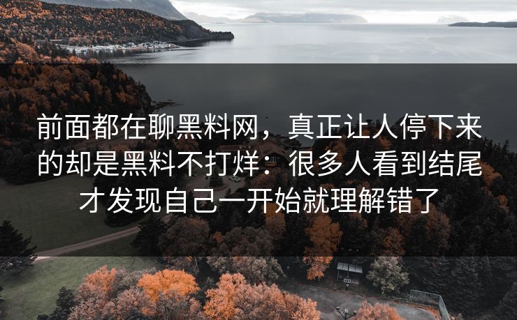 前面都在聊黑料网，真正让人停下来的却是黑料不打烊：很多人看到结尾才发现自己一开始就理解错了