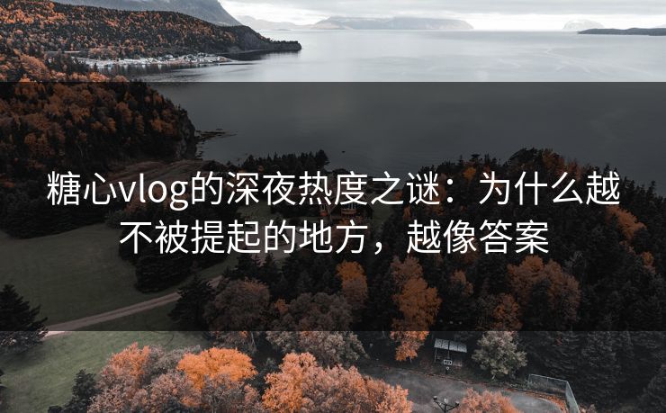 糖心vlog的深夜热度之谜：为什么越不被提起的地方，越像答案