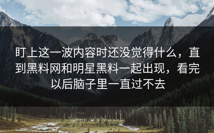 盯上这一波内容时还没觉得什么，直到黑料网和明星黑料一起出现，看完以后脑子里一直过不去