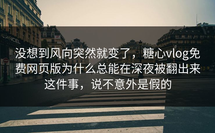 没想到风向突然就变了，糖心vlog免费网页版为什么总能在深夜被翻出来这件事，说不意外是假的