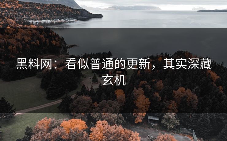 黑料网：看似普通的更新，其实深藏玄机